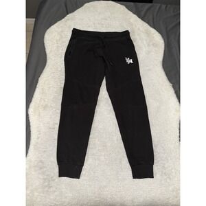 Youngla Mens Black Tapared Joggers Size Large Sweatpants Zip Pocket